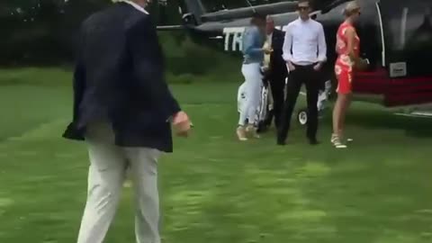 President Trump Shows Off His Golf Game Before Boarding Helicopter