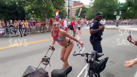 Man with Breasts Twerks Naked in Front of Police and Children in D.C. Pride Parade