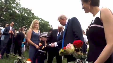 Proud Young Boy Of Fallen Soldier Shows President Trump His Father's Grave on Memorial Day