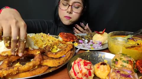 Eating Different types of food,Veg_Rings,Pakoda___Big_Bites___Asmr_Eating___Mukbang