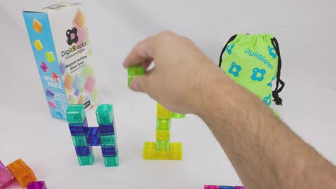 Brainspark Translucent DigitBlocks 48 Pcs Magnetic Building Blocks Sensory Toys for Kids