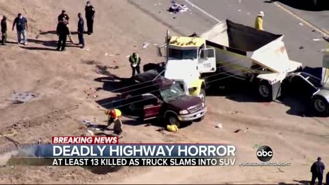 Car crash involving semi-truck and SUV in California kills 13