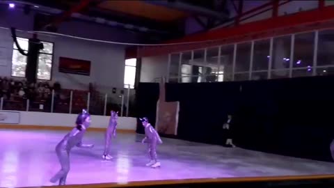 Children performing at the ice skating rink