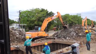 sany excavator working in thai constructin project