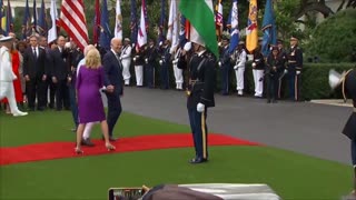 Jill Biden, Ed.D., Isn't Quite Sure Where To Go Since Joe Won't Let Go Of Prime Minister's Hand