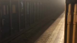 Sparks coming off subway train