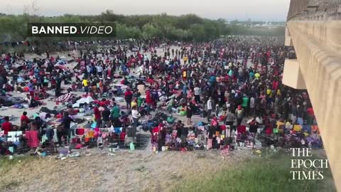 Drone shows 2nd Huge Haitian Caravan Smashing Across Texas Border