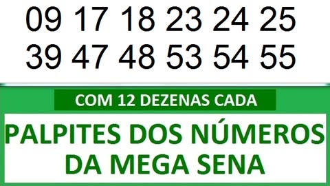 PALPITES DOS NÚMEROS DA MEGA SENA COM 12 DEZENAS 2y 2z 20 21 22 23 24 25 26 27 28 29