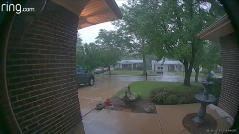 Doorbell Camera Captures Lightning Striking Tree