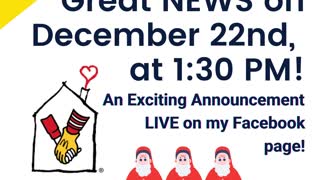 Worthy Cause Announcment on December 22 at 1:30 PM!