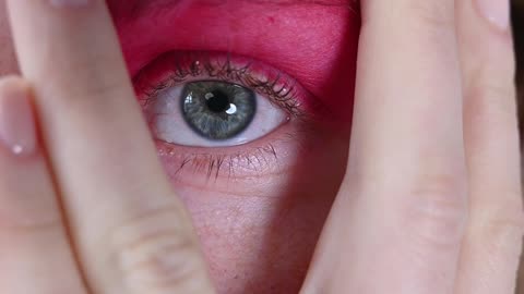 Half Covered Female Face With Pink Makeup