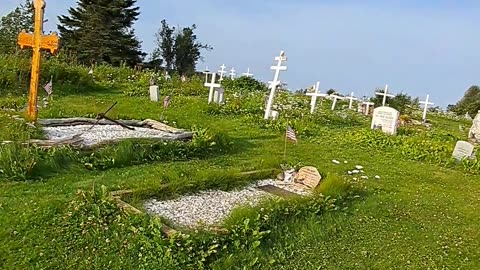 Russian Orthodox Cemetery in Ninilchik, Alaska and patriotism.8/20/23