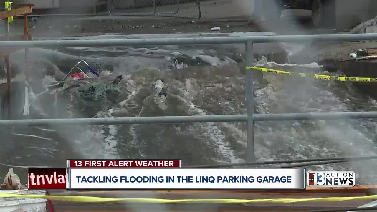 Flooding in The LINQ parking garage