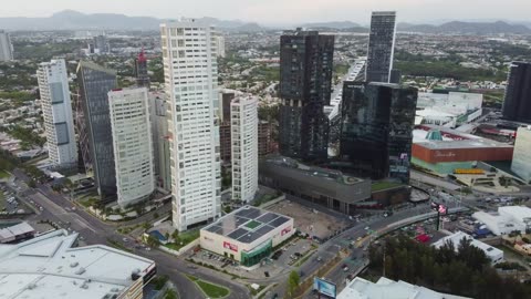 Aerial panorama over the buildings of a big city