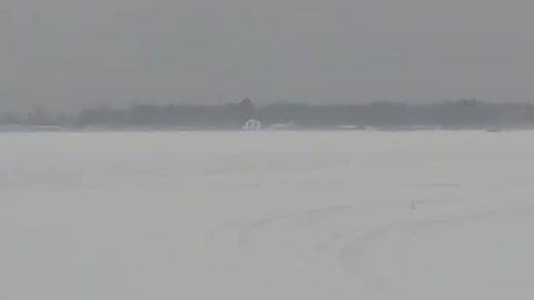 Wind Blows Ice Fishing Shanty Across Lake