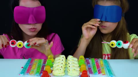 ASMR Candy Race With Closed Eyes (Gummy Eyeballs)