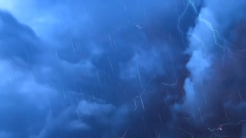 Remove insomnia for 5 minutes with heavy rain and thunder in the night sky