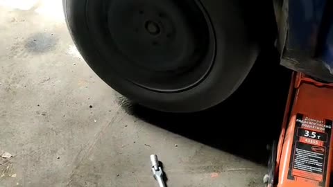 A minor accident while working on a tire