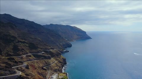 aerial view of the teresitas beach or playa de las teresitas a famous beach near santa cruz de