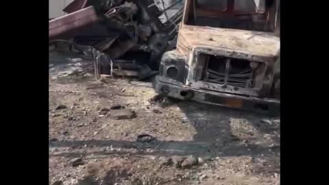 A car depot near Kiev that came under fire yesterday