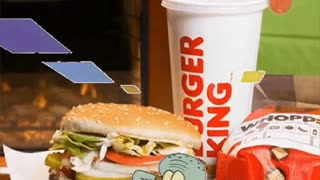 Squidward Is Playing With Tiles In Front Of A Burger King Meal 👑