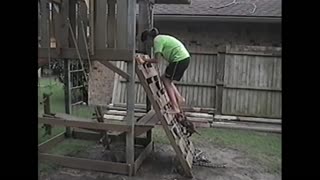 Dachshund Follows Girl On Play Structure And Down A Slide