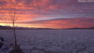 Sunset Time-lapse Over Frozen Utah Lake