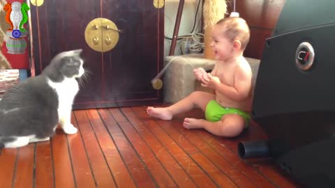 Cat Funny Video.... 👶 Smiling 😃 Baby...