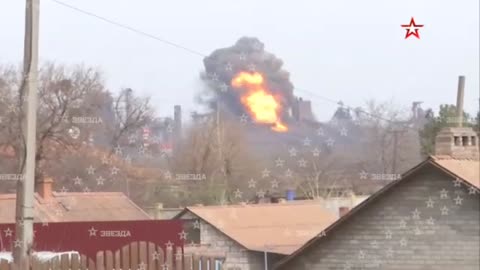 The moment of impact and explosion at the Ilyich plant in Mariupol, where the Nazis from the Azov regiment entrenched