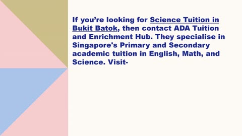 Best Science Tuition in Bukit Batok