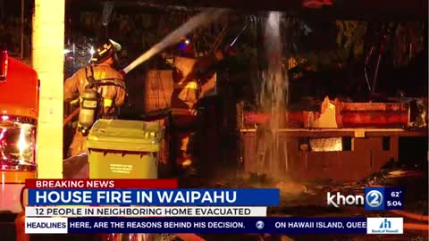 HFD extinguish Waipahu house fire, 12 were evacuated