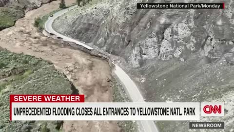 See the severe flooding that shut down Yellowstone National Park