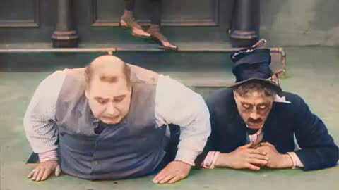 Charlie Chaplin - Behind the Screen (1916) - color (Laurel & Hardy)