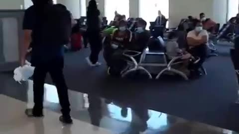 Illegal Immigrants in McAllen Airport - in McAllen, Texas - Thanks Biden