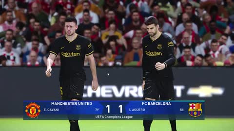 FC Barcelona (S.Aguero 1-1 E.Cavani) Manchester United UEFA Champions League Soccer Gameplay