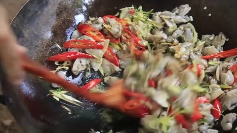 Yummy Stir fried mussels recipe _ Cooking skills _ Khmer Survival Skills