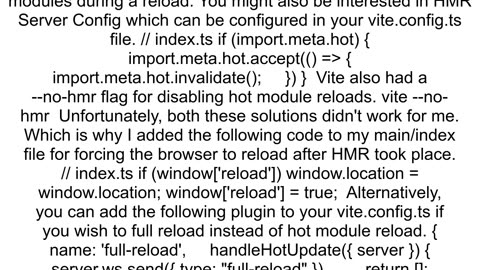 How can I turn off ViteJS39s Hot Module Reload