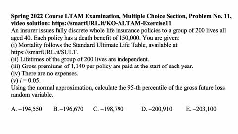 Exam ALTAM exercise for May 16, 2022
