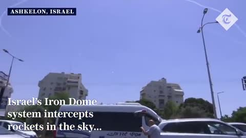 Israeli Iron Dome filmed intercepting rockets from Gaza_Cut