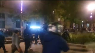 Protests start after Macron wins- French police forced to retreat