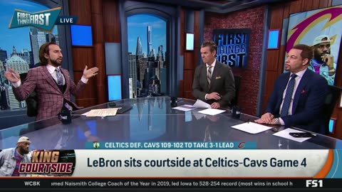 FIRST THING FIRST Nick Wright & Broussard reacts to LeBron sits courtside at Celtics-Cavs Game 4