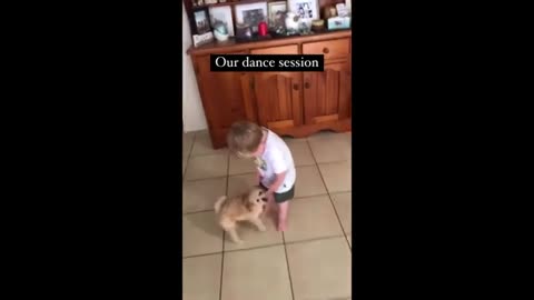 Puppy Joins In On Toddler's Dance Routine bazthegalah