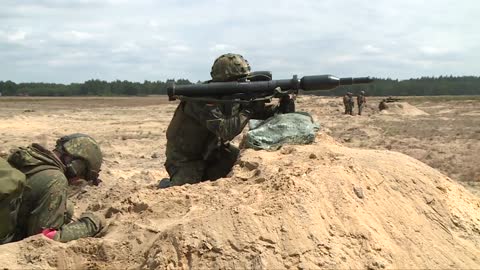 American Solider Rocket Firing Exercise.