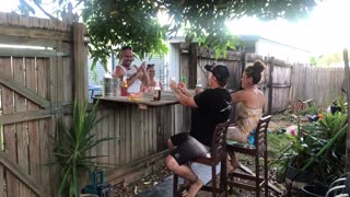 Neighbors Having a Cold One with a Folding Fence