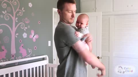 Dad left alone with baby +what's up moms _ cute funny baby and dad #