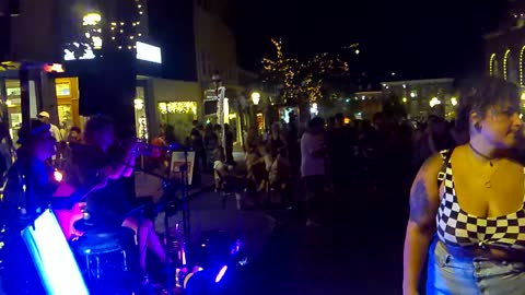 Ross Brown Music & Tommy Tangine playing on Main Street during Musikfest 2021. Bethlehem Pa