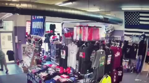 WHOA! A Guy Crashes into a Trump merchandise store in South Easton, Massachusetts.