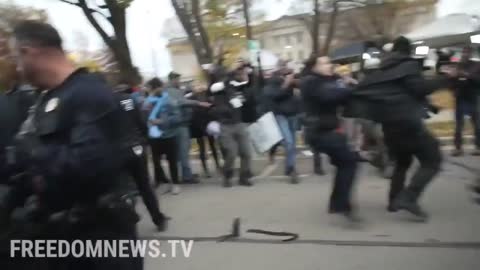 Protester, Kyle Rittenhouse Supporter Clash at Kenosha Courthouse