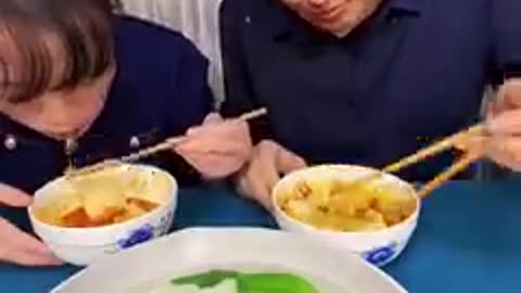 Funny Yummy Wife and Husband Eating Food