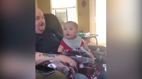 Baby dances to his dads singing, amazing, funny and cute